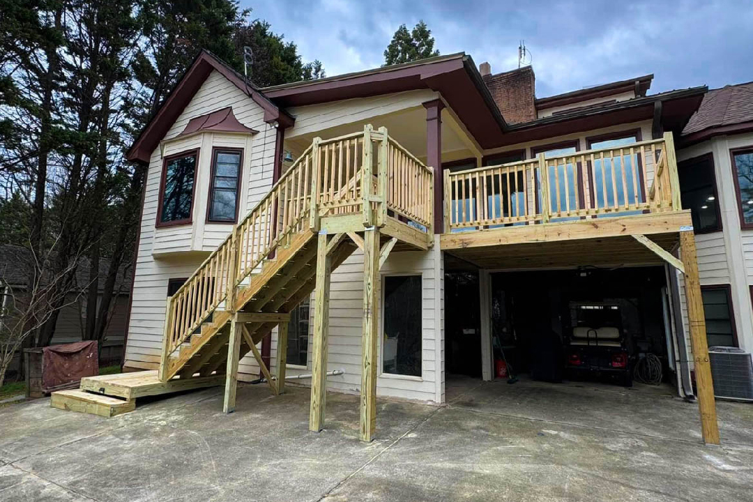 New Wooden Deck with Stairs