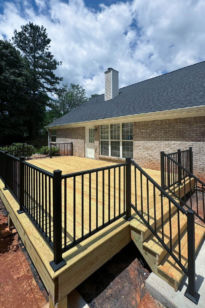 Wood Deck with Metal Railing
